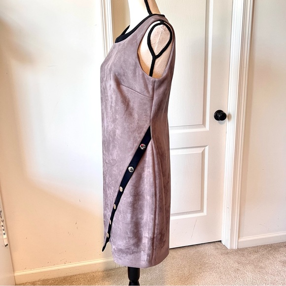 TOMMY HILFIGER Faux Suede Microfiber Sleeveless Asymmetrical Sheath Dress—SZ. 12 - Picture 5 of 11